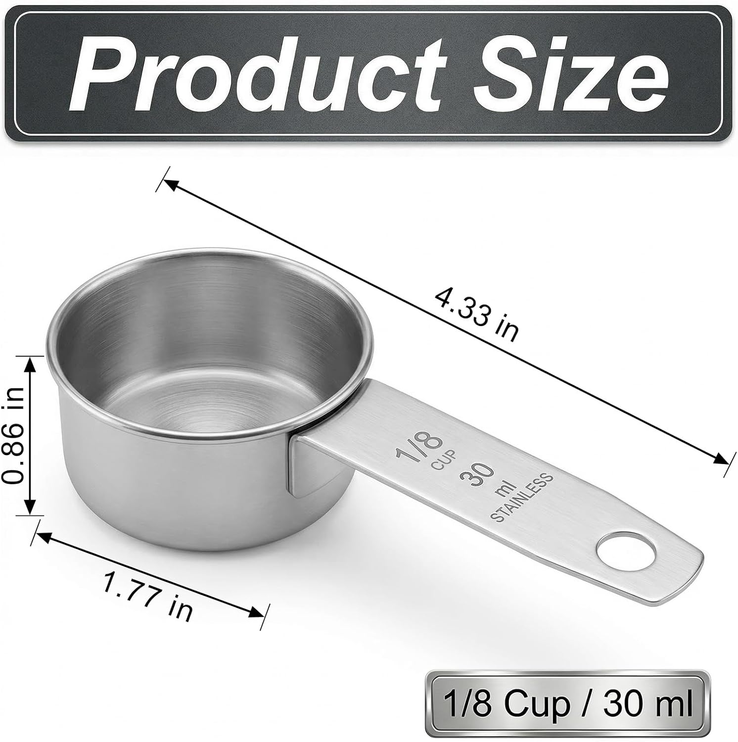 1 Cup Stainless Steel Measuring Cup, 250 ml Cooking Measure Scoop, 1 Cup Measure Cup Tablespoon with Handle for Dry and Wet Food, 250 ml Metal Coffee Scoop for Cooking Drinking Baking