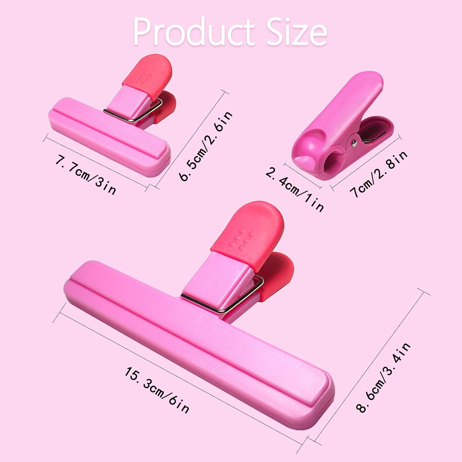 11 Pack Chip Clips Food Bag Clips for Food Packages Chips Storage Bags Heavy Duty Snack Kitchen Potato (3 Large, 6 Small & 2 Round, Bright Style)