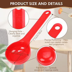 10 Pcs 2 oz Foodservice Products Measure Spoon with Short Handle Measuring Scoop Miser Food Grade Solid Portion Control Spoon for Oatmeal Creatine Coffee Grains Spices Powders(Red)