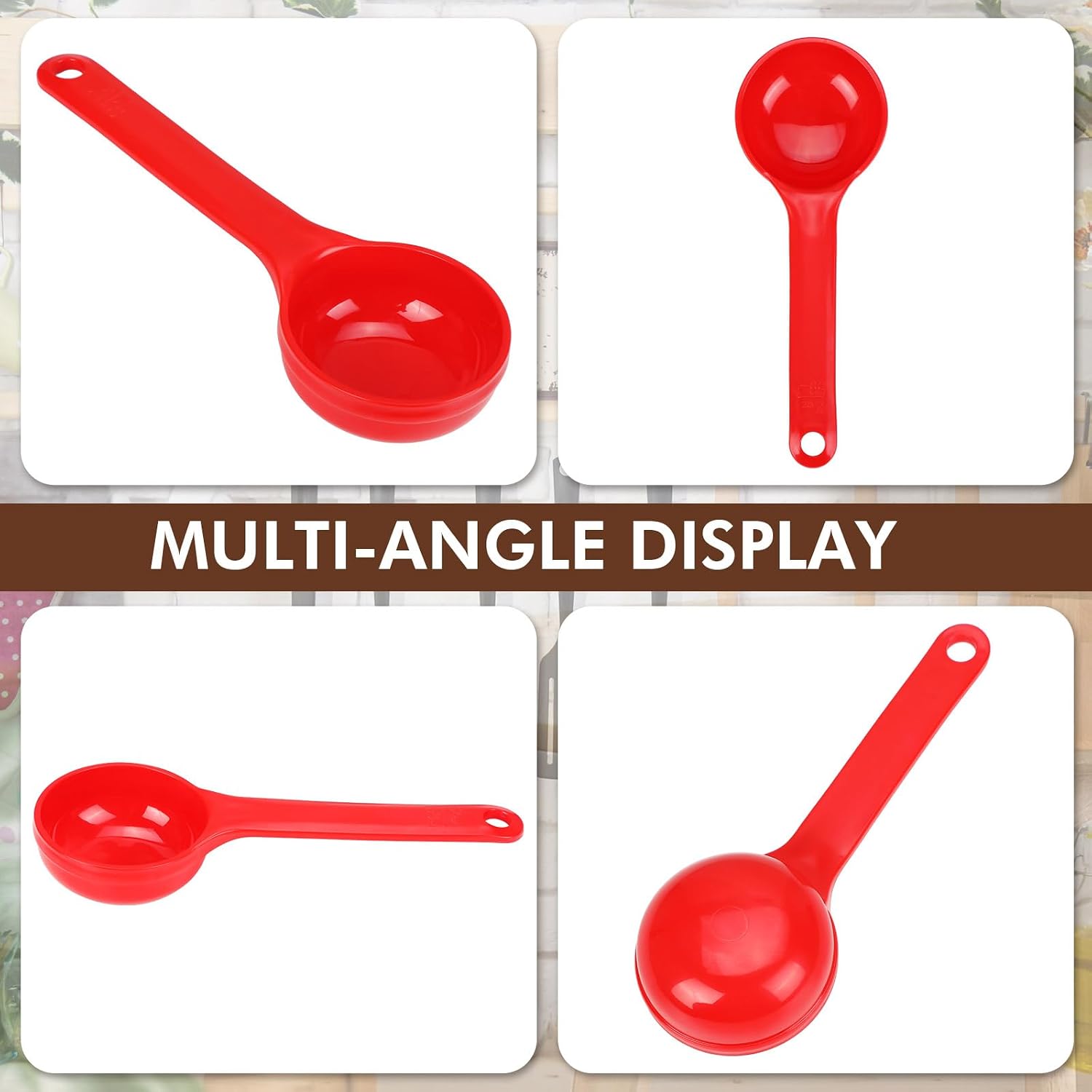 10 Pcs 2 oz Foodservice Products Measure Spoon with Short Handle Measuring Scoop Miser Food Grade Solid Portion Control Spoon for Oatmeal Creatine Coffee Grains Spices Powders(Red)
