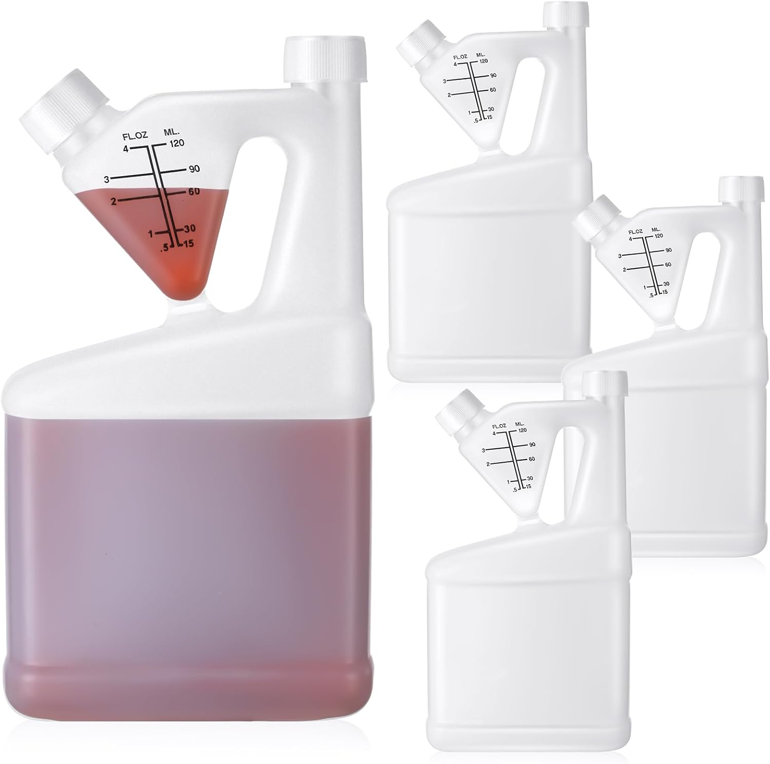 1 Pcs 32oz Tip Measure Containers Tip and Pour Measuring Containers HDPE Chemical Measuring Cups with Lids Plastic Bottle, up to 4oz Capacity (32oz)