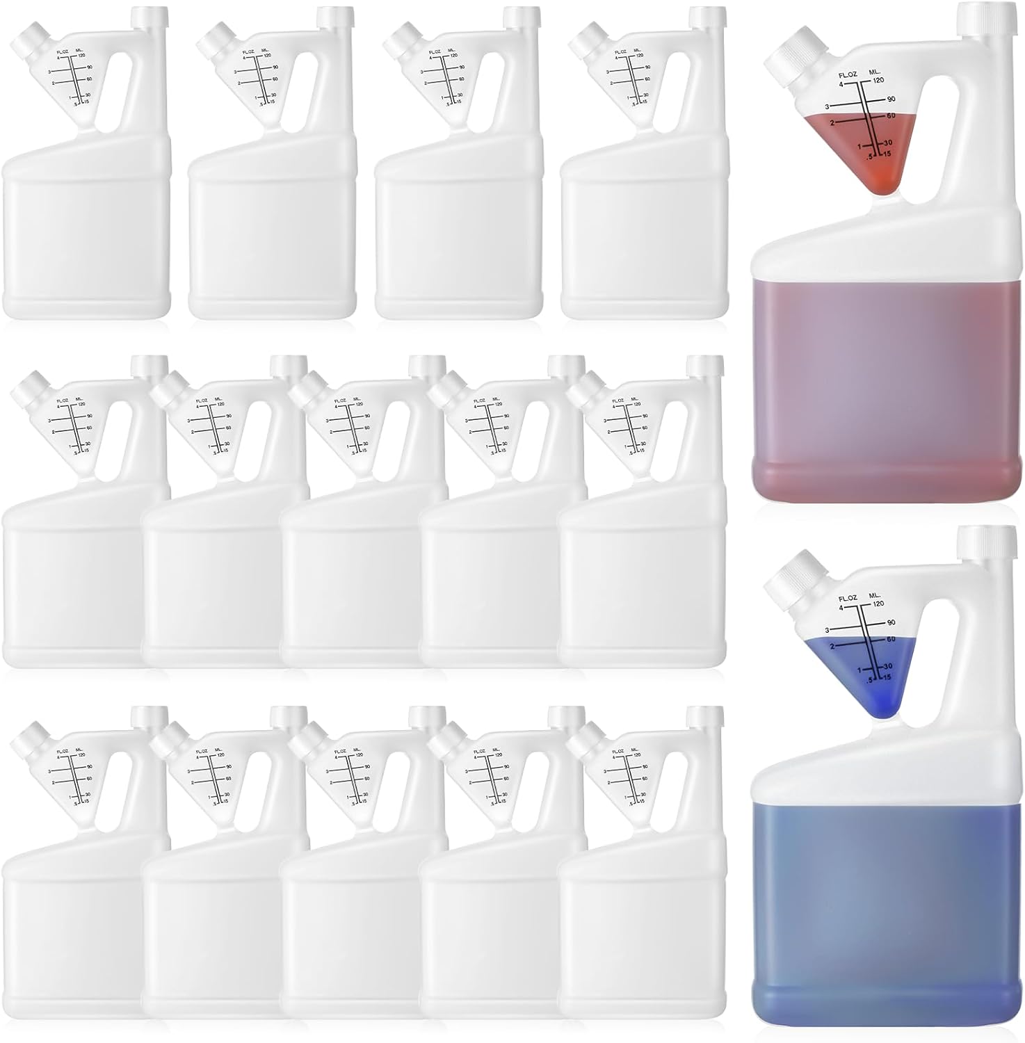 1 Pcs 32oz Tip Measure Containers Tip and Pour Measuring Containers HDPE Chemical Measuring Cups with Lids Plastic Bottle, up to 4oz Capacity (32oz)