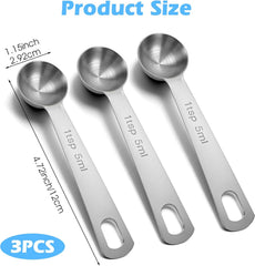 1 Teaspoon Measuring Spoons, 3Pcs Stainless Steel Kitchen Tools for Precise Cooking, Baking and Spices Measurement, 5ml