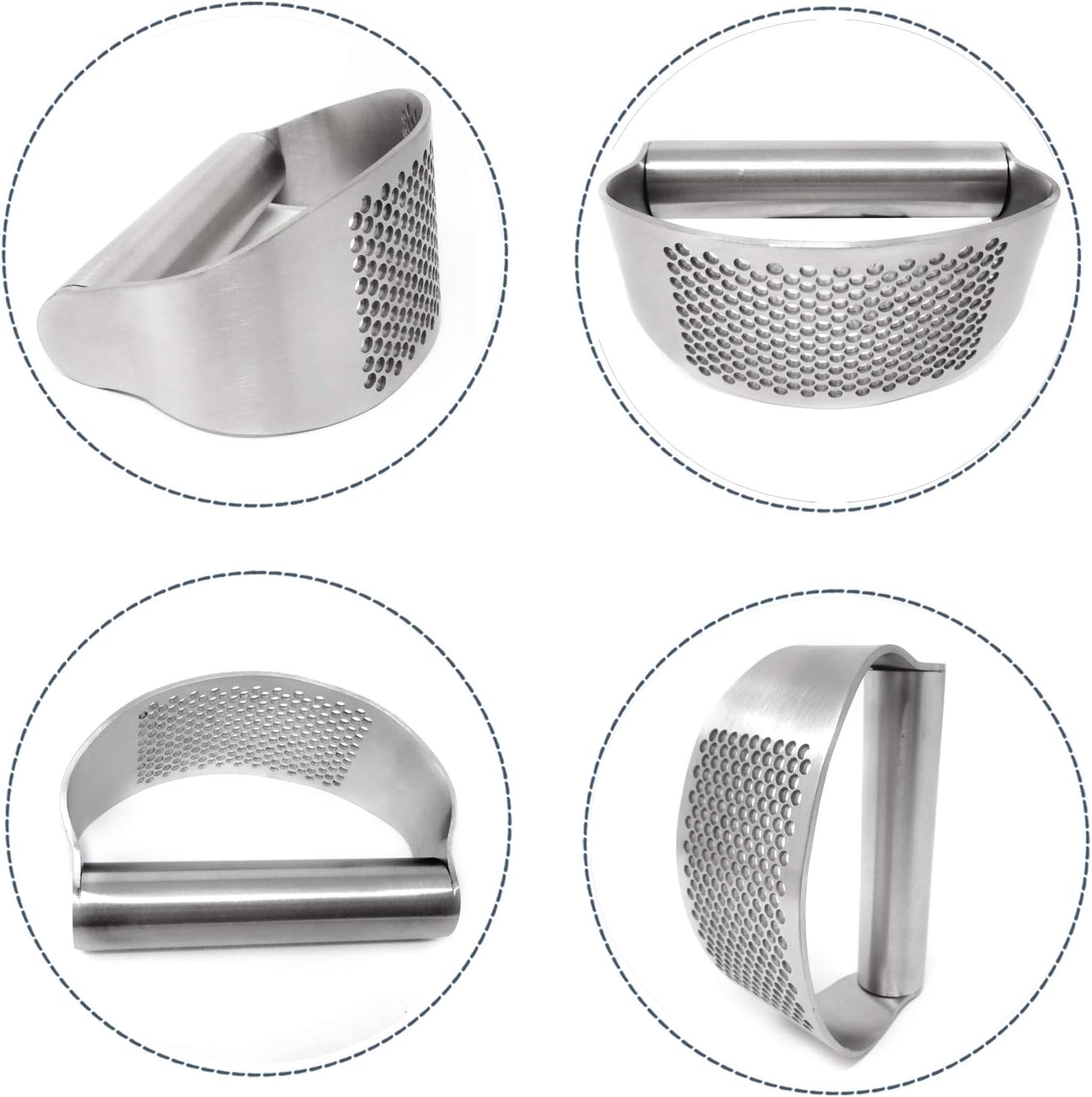 " 1PCS Stainless Steel Garlic Press Rocker Manual Garlic Crusher Garlic Easy Grip Mincer Ginger Press Squeezer Kitchen Tools for Home and Restaurants, Dishwasher Safe (4.2"")"