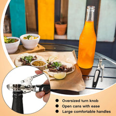 10 Pcs Can Opener Manual Bulk Smooth Edge with Sharp Blade and Soft Non Slip Grip Handle Heavy Duty Handheld Safety Can Opener for Kitchen Restaurant, Black and Silver