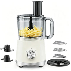10.5 Cup Food Processor, Multi-Functional Vegetable Choppers Food Grinder with Slicing Shredding Chopping Kneading, Suitable for Smoothie Fruit Dough, 2.6QT, Classic White