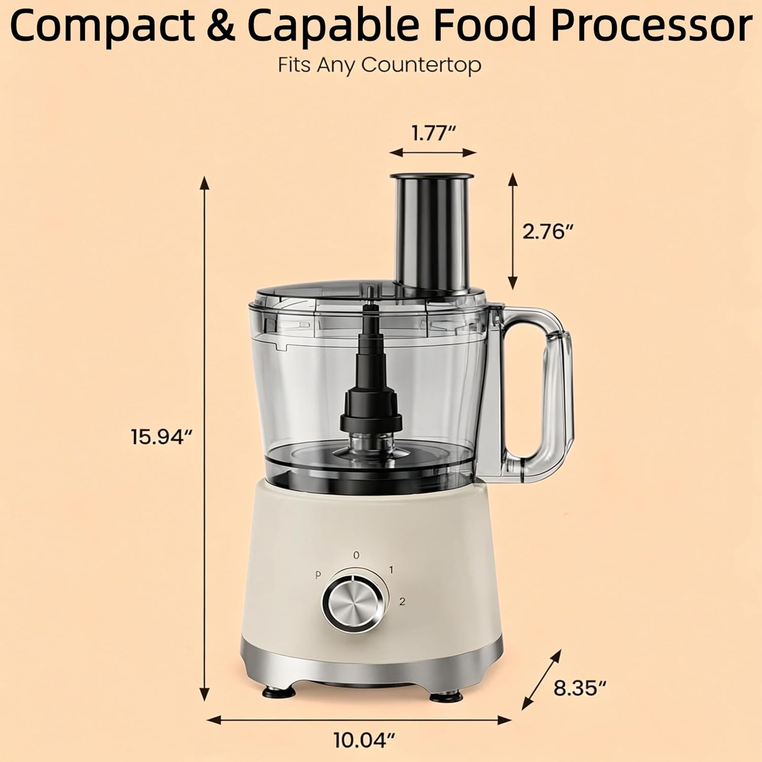 10.5 Cup Food Processor, Multi-Functional Vegetable Choppers Food Grinder with Slicing Shredding Chopping Kneading, Suitable for Smoothie Fruit Dough, 2.6QT, Classic White