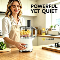 10.5 Cup Food Processor, Multi-Functional Vegetable Choppers Food Grinder with Slicing Shredding Chopping Kneading, Suitable for Smoothie Fruit Dough, 2.6QT, Classic White