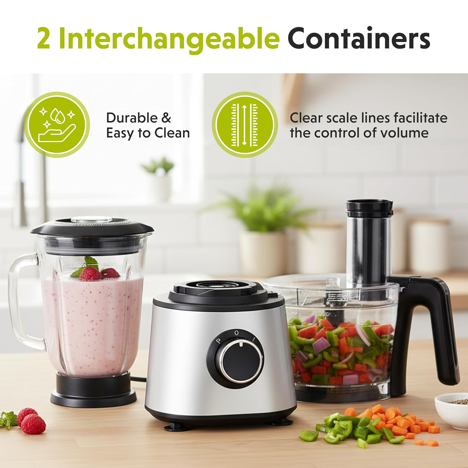 10.5 Cup Food Processor, Multi-Functional Vegetable Choppers Food Grinder with Slicing Shredding Chopping Kneading, Suitable for Smoothie Fruit Dough, 2.6QT, Classic White