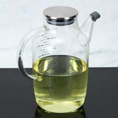 1200ML/40Oz Large Glass Cooking Oil Bottle with Stainless Steel Lid, Oil & Vinegar Dispenser Bottle for Olive Oil, Vinegar, Soy Sauce, Kitchen No Drip Liquid Container