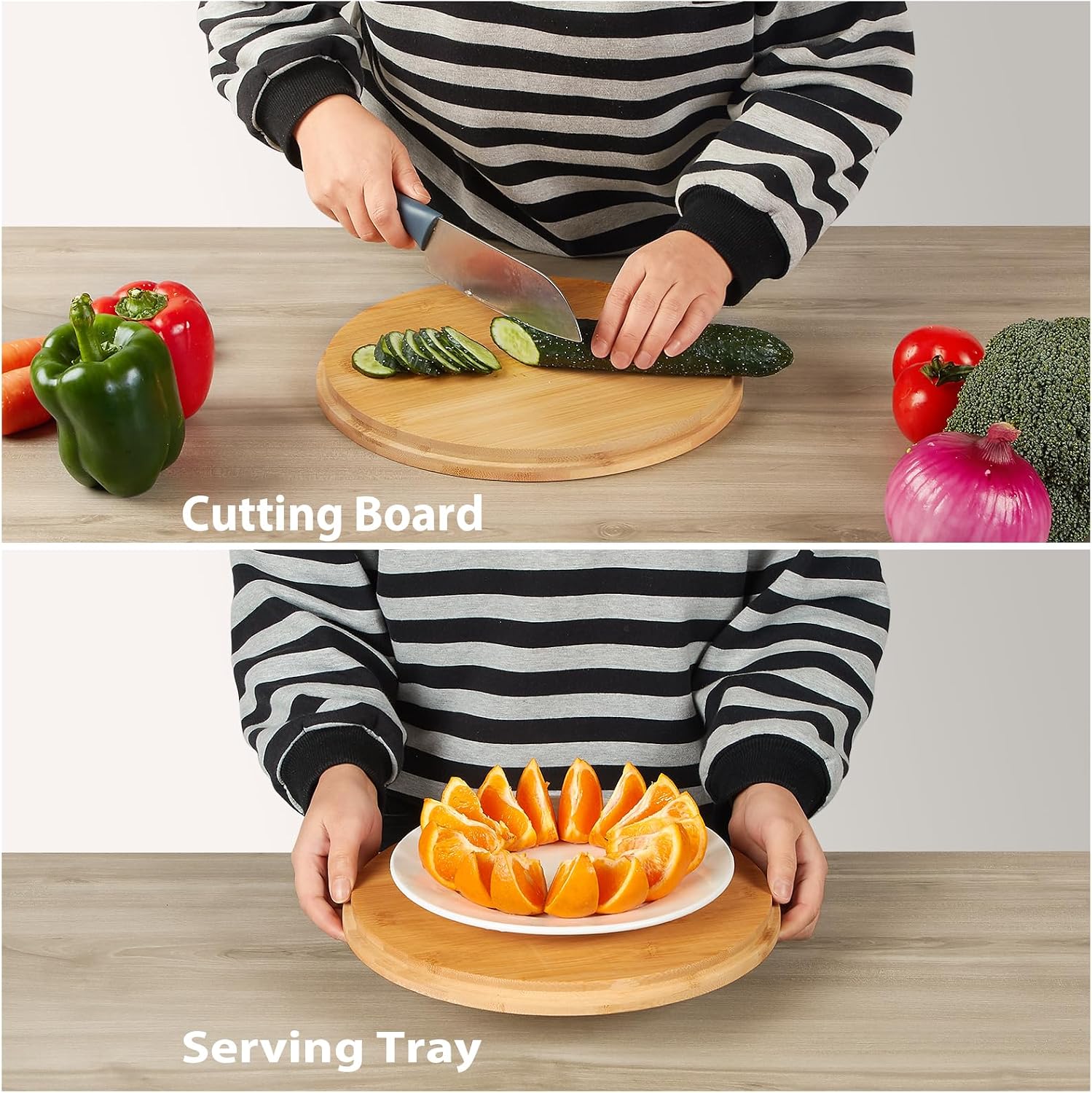 11.3" Extra Large Salad Serving Bowl Set with Wooden Lid&Utensils, 6.5Qt., Bamboo Fiber Salad Bowl with Servers for Kitchen, Lightweight Big Bowl for Mixing Salad,Fruit,Pasta - Matte White