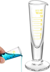 10ml Graduated Cylinder, Borosilicate Glass Measuring Cup with Pour Spout, Conical Precise Lab Graduated Measuring Cylinder for Liquid, Science Labware