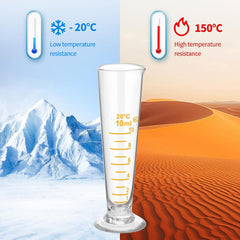 10ml Graduated Cylinder, Borosilicate Glass Measuring Cup with Pour Spout, Conical Precise Lab Graduated Measuring Cylinder for Liquid, Science Labware