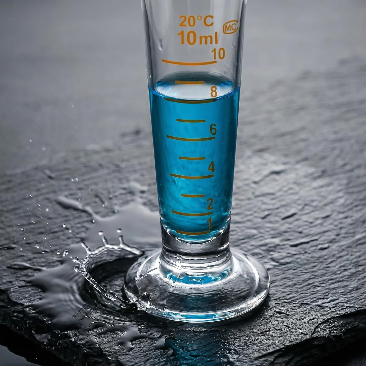 10ml Graduated Cylinder, Borosilicate Glass Measuring Cup with Pour Spout, Conical Precise Lab Graduated Measuring Cylinder for Liquid, Science Labware