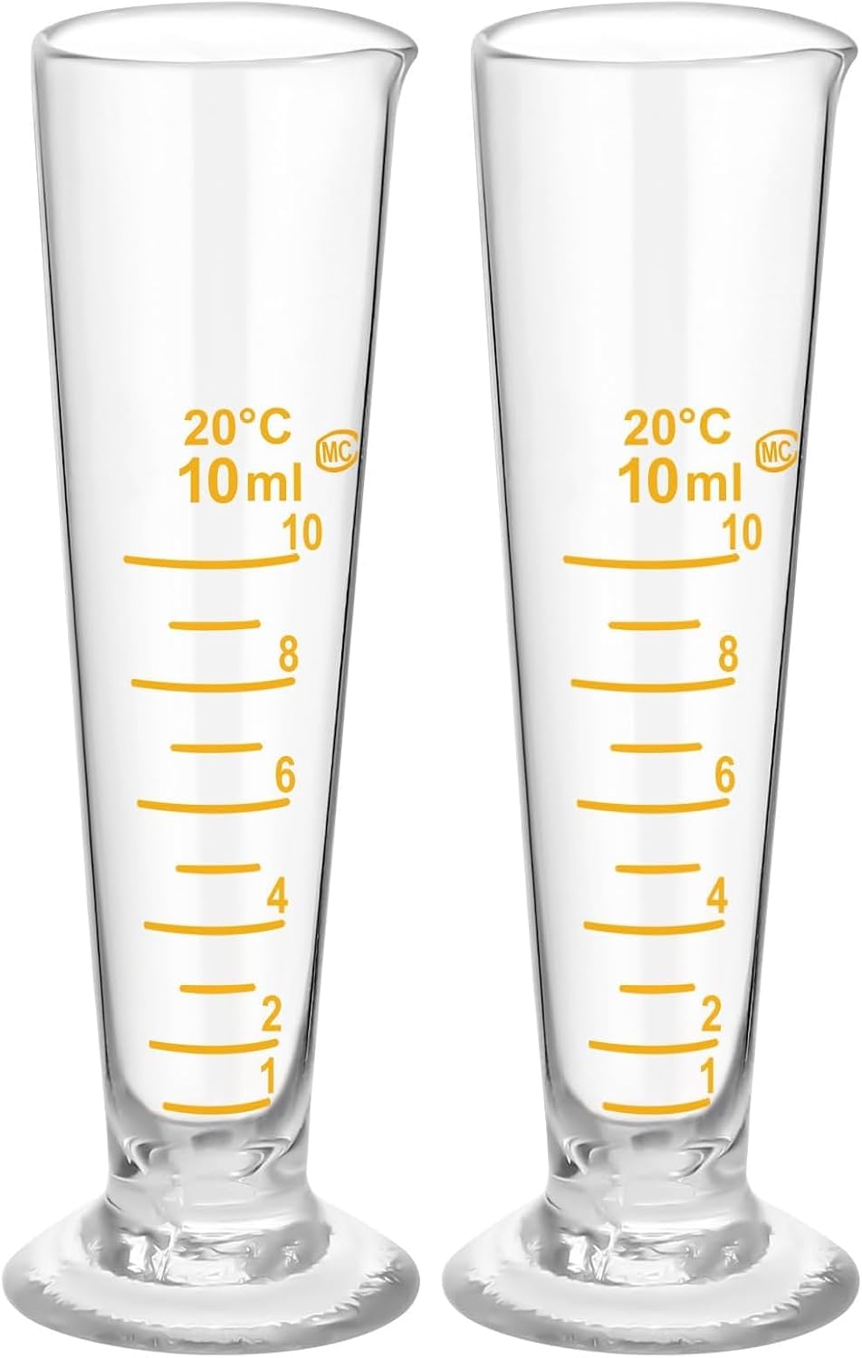 10ml Graduated Cylinder, Borosilicate Glass Measuring Cup with Pour Spout, Conical Precise Lab Graduated Measuring Cylinder for Liquid, Science Labware