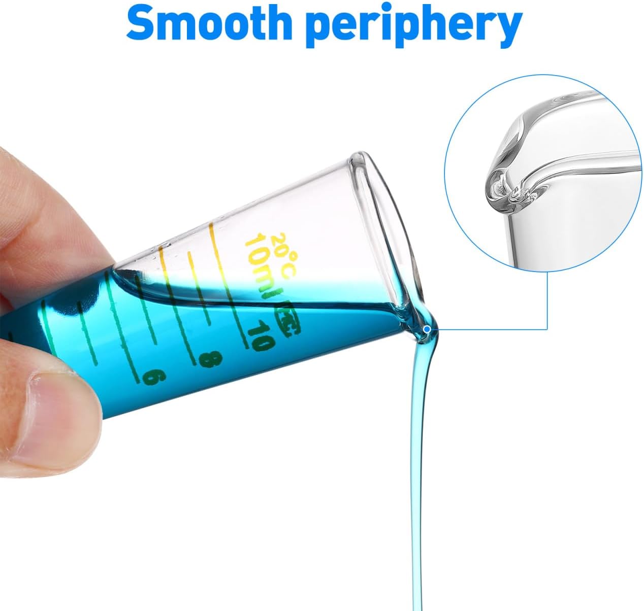 10ml Graduated Cylinder, Borosilicate Glass Measuring Cup with Pour Spout, Conical Precise Lab Graduated Measuring Cylinder for Liquid, Science Labware