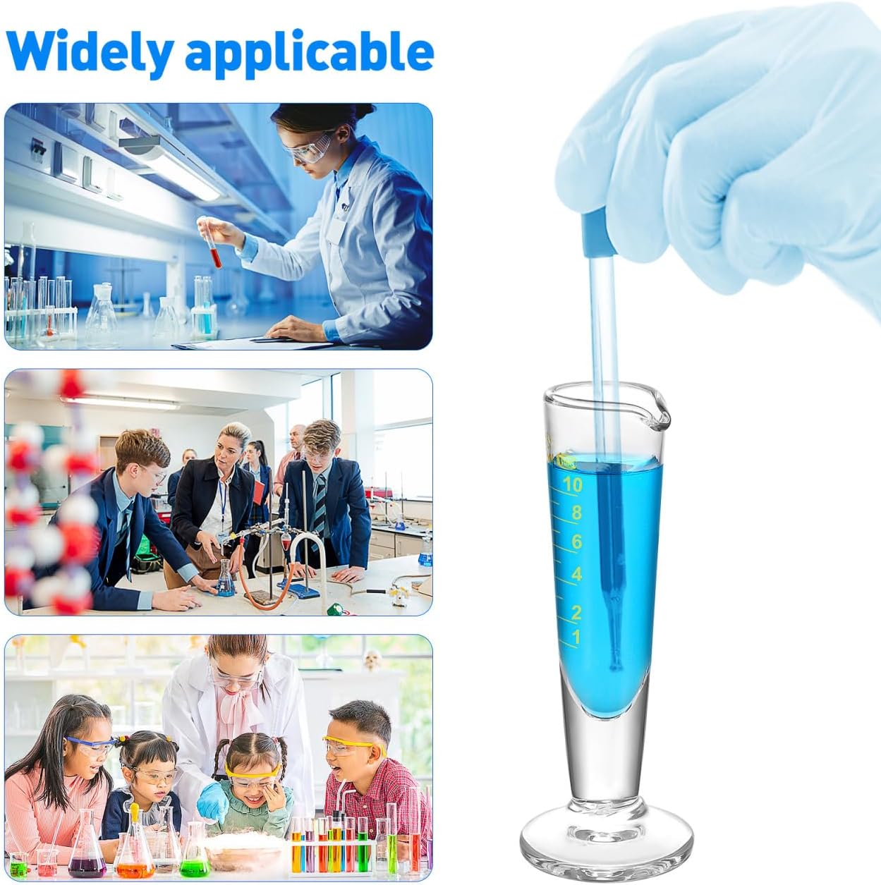 10ml Graduated Cylinder, Borosilicate Glass Measuring Cup with Pour Spout, Conical Precise Lab Graduated Measuring Cylinder for Liquid, Science Labware