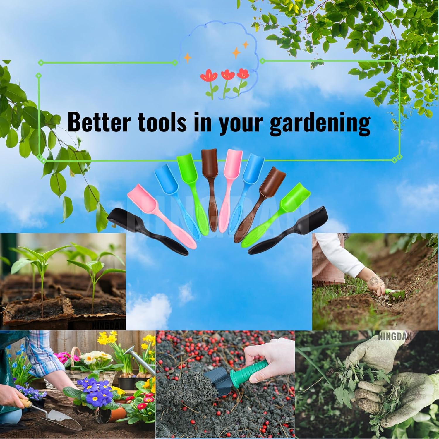 10Pcs Mini Shovel,Plastic Mini Gardening Shovel Spoons Soil Scoops,Cultivation Digging Transplanting Tools for Succulents Potted Flowers,Milk Powder/Coffee Beans Scoops (5 Colors)