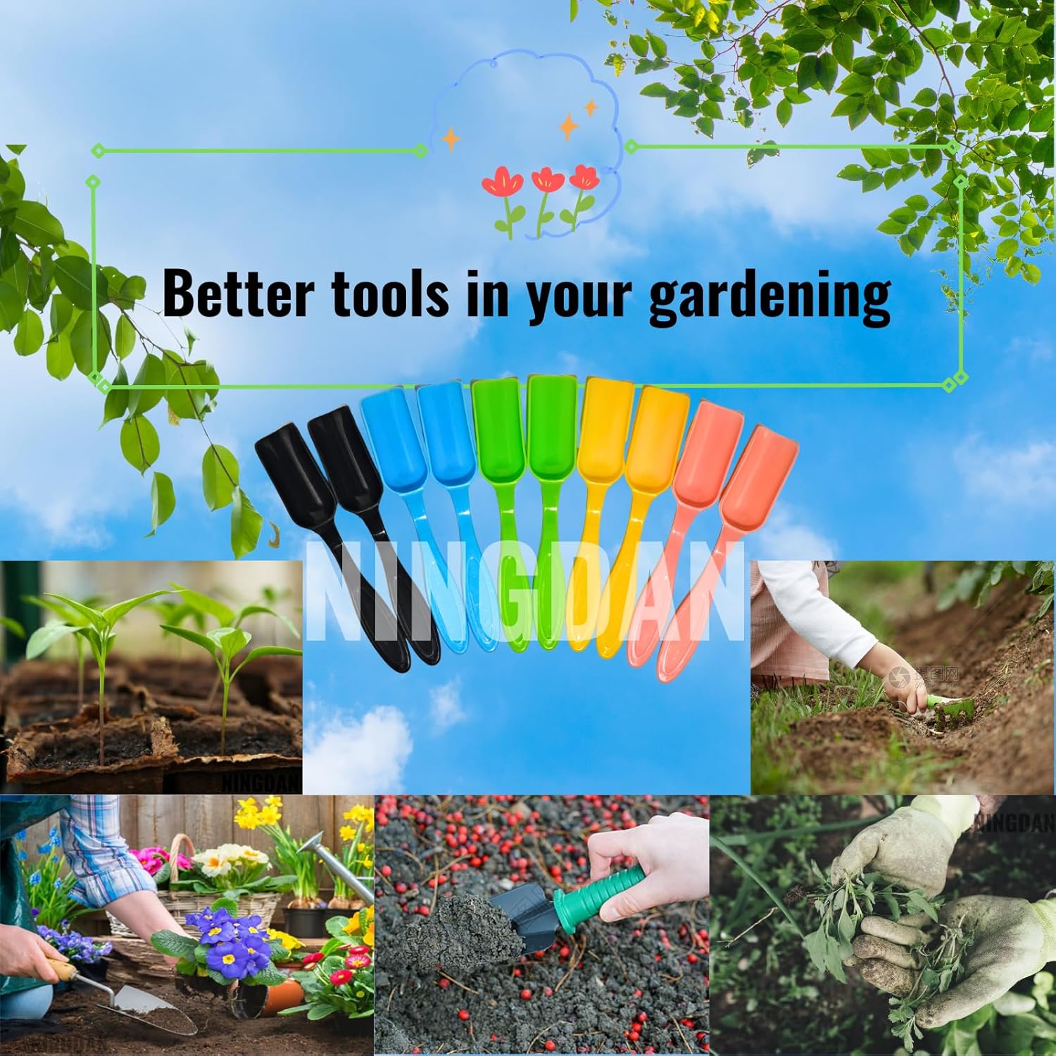 10Pcs Mini Shovel,Plastic Mini Gardening Shovel Spoons Soil Scoops,Cultivation Digging Transplanting Tools for Succulents Potted Flowers,Milk Powder/Coffee Beans Scoops (5 Colors)