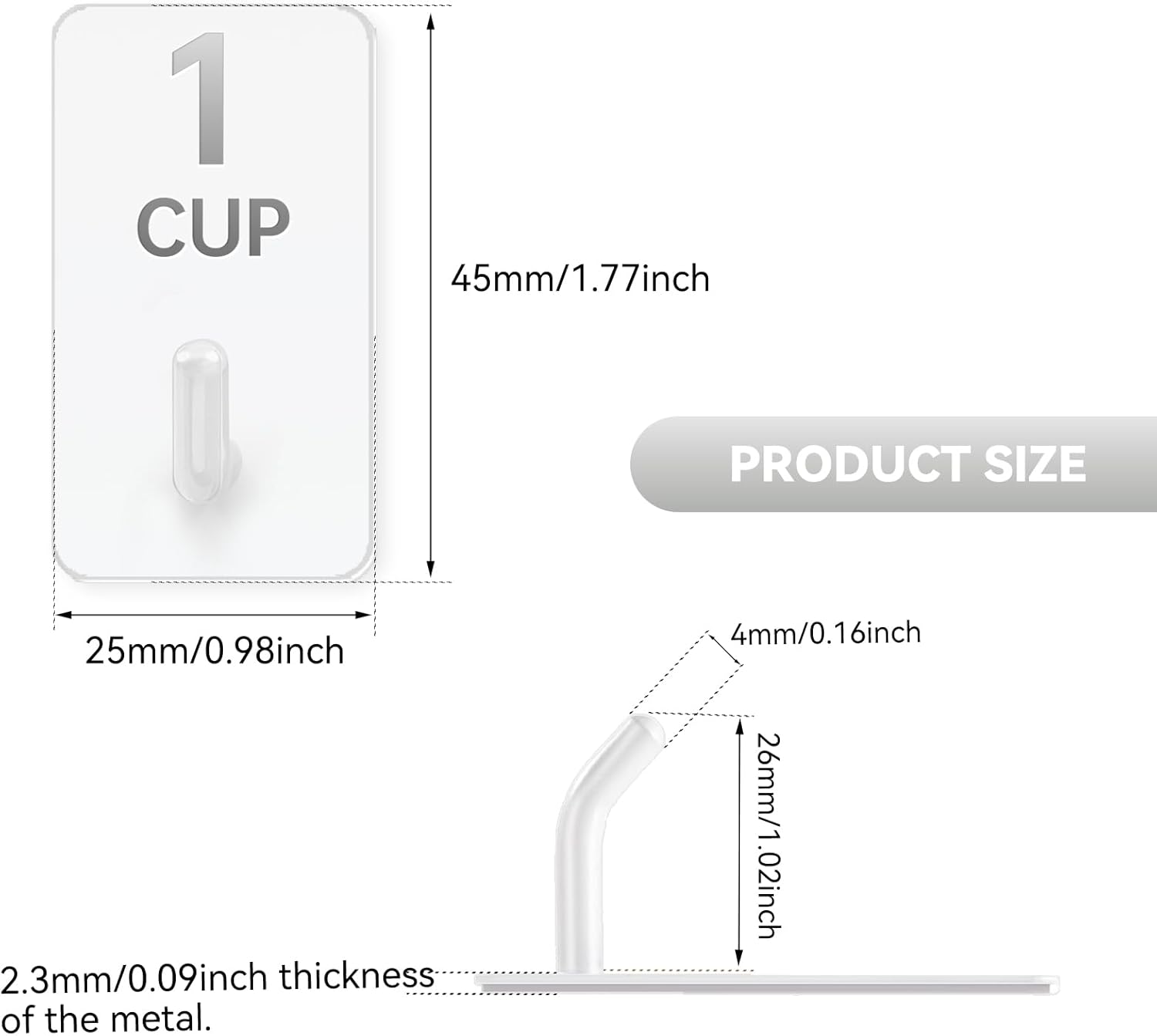 12 Pack Adhesive Wooden Hooks for Organizing Measuring Cups and Spoons