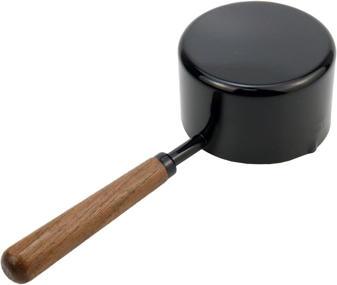 1/3 Cup Stainless Steel Measuring Cup with Wood Handle, 80ml, Black | Measuring Scoop, Measuring Spoon, 80ml Measuring Cups, for Baking, Cooking, Wet and Dry Ingredients