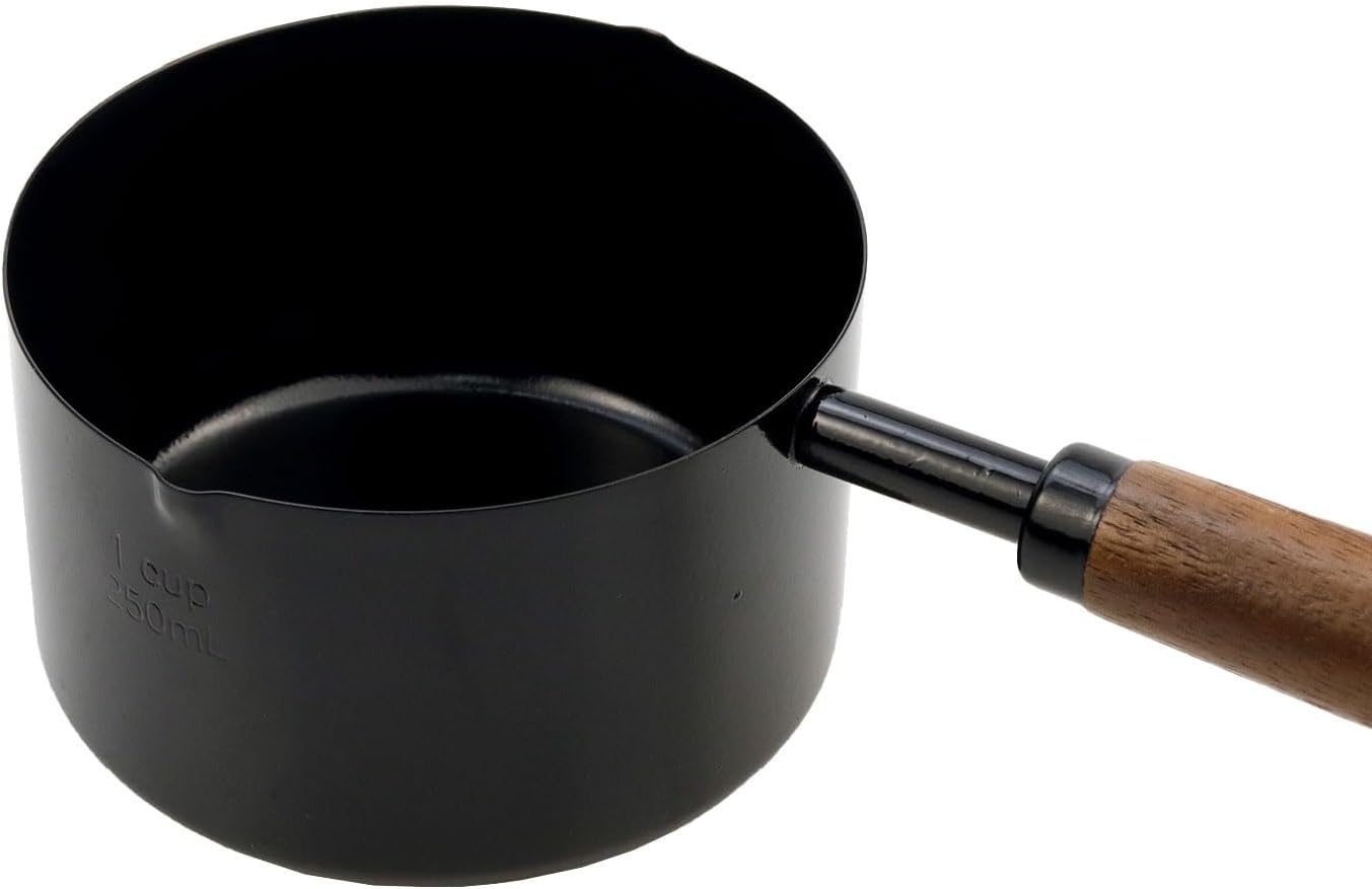 1/3 Cup Stainless Steel Measuring Cup with Wood Handle, 80ml, Black | Measuring Scoop, Measuring Spoon, 80ml Measuring Cups, for Baking, Cooking, Wet and Dry Ingredients