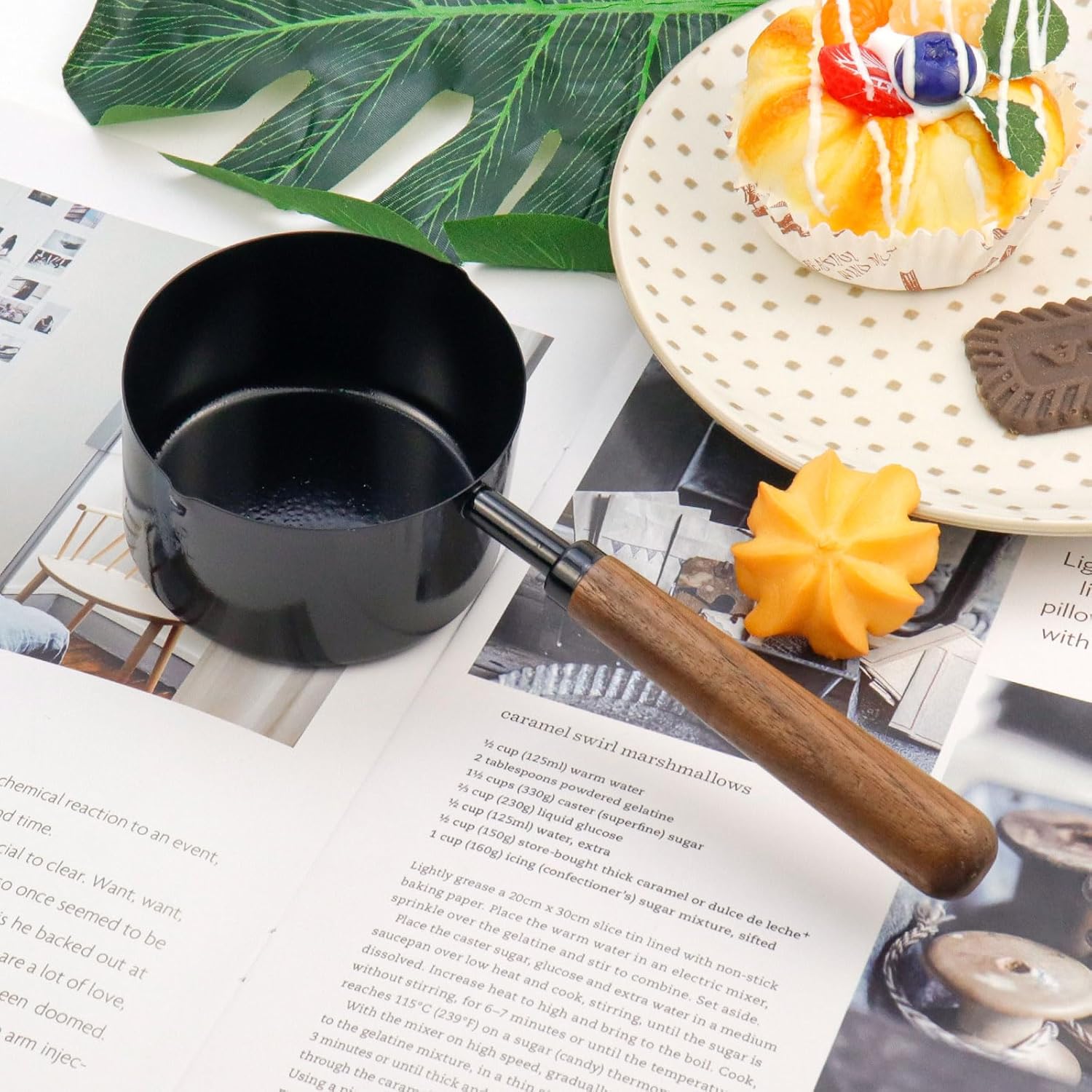 1/3 Cup Stainless Steel Measuring Cup with Wood Handle, 80ml, Black | Measuring Scoop, Measuring Spoon, 80ml Measuring Cups, for Baking, Cooking, Wet and Dry Ingredients