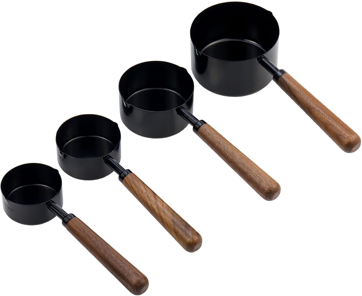 1/3 Cup Stainless Steel Measuring Cup with Wood Handle, 80ml, Black | Measuring Scoop, Measuring Spoon, 80ml Measuring Cups, for Baking, Cooking, Wet and Dry Ingredients