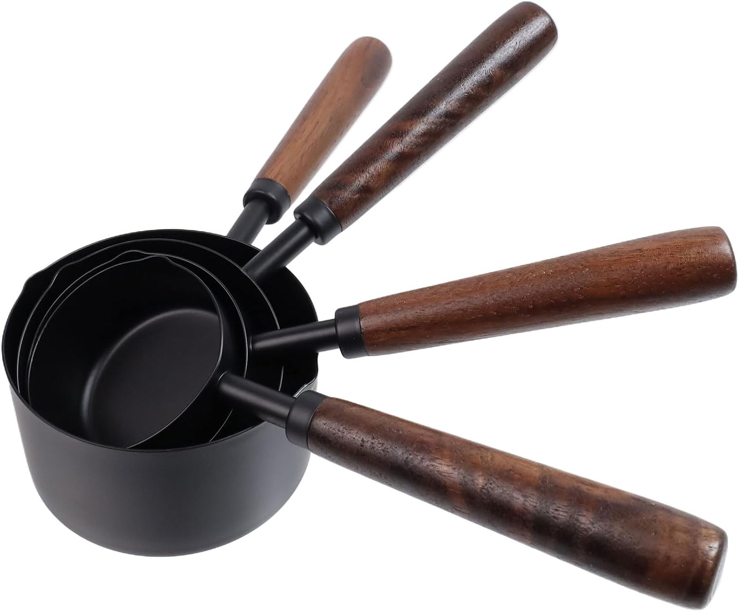 1/3 Cup Stainless Steel Measuring Cup with Wood Handle, 80ml, Black | Measuring Scoop, Measuring Spoon, 80ml Measuring Cups, for Baking, Cooking, Wet and Dry Ingredients