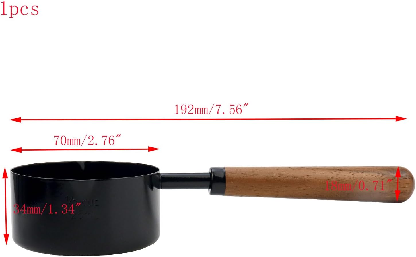 1/3 Cup Stainless Steel Measuring Cup with Wood Handle, 80ml, Black | Measuring Scoop, Measuring Spoon, 80ml Measuring Cups, for Baking, Cooking, Wet and Dry Ingredients