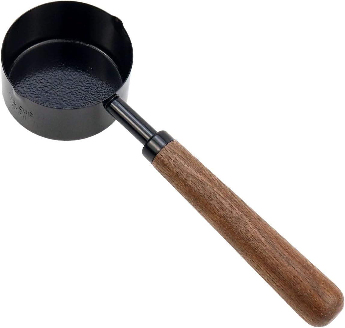 1/3 Cup Stainless Steel Measuring Cup with Wood Handle, 80ml, Black | Measuring Scoop, Measuring Spoon, 80ml Measuring Cups, for Baking, Cooking, Wet and Dry Ingredients