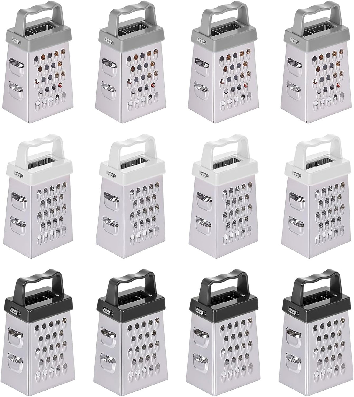 12 Pcs Mini Cheese Grater Stainless Steel Box Grater with 4 Sides Professional Fine Coarse Handheld Slicer Small Lemon Safe Zester Shredder for Kitchen Ginger Vegetable Potatoes Food