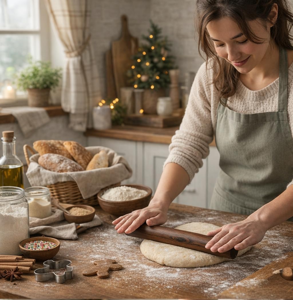 10.6 Inch Straight Rolling Pin – Smooth & Balanced Cute Wooden Dough Roller for Baking and Pastry
