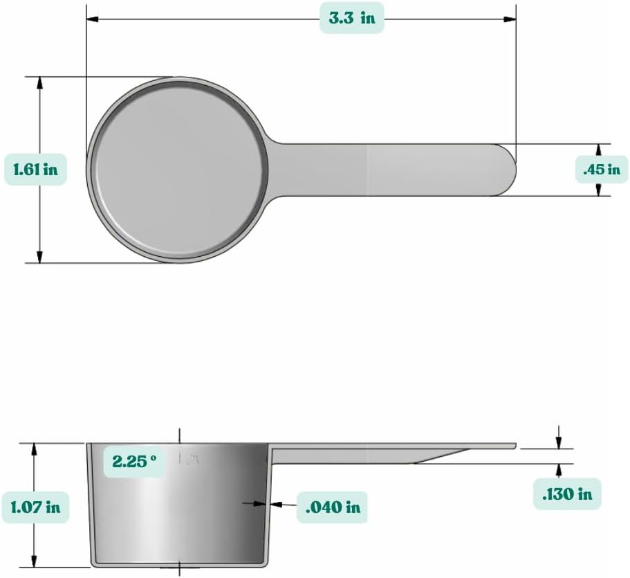 1/4 Cup (4 Tablespoon | 2 Oz. | 60 mL) Short Handle Plastic Measuring Scoop for Coffee, Protein Powder, Pet Food, Spices, Grains, Dry Goods – Food-Grade BPA-Free (Pack of 5)