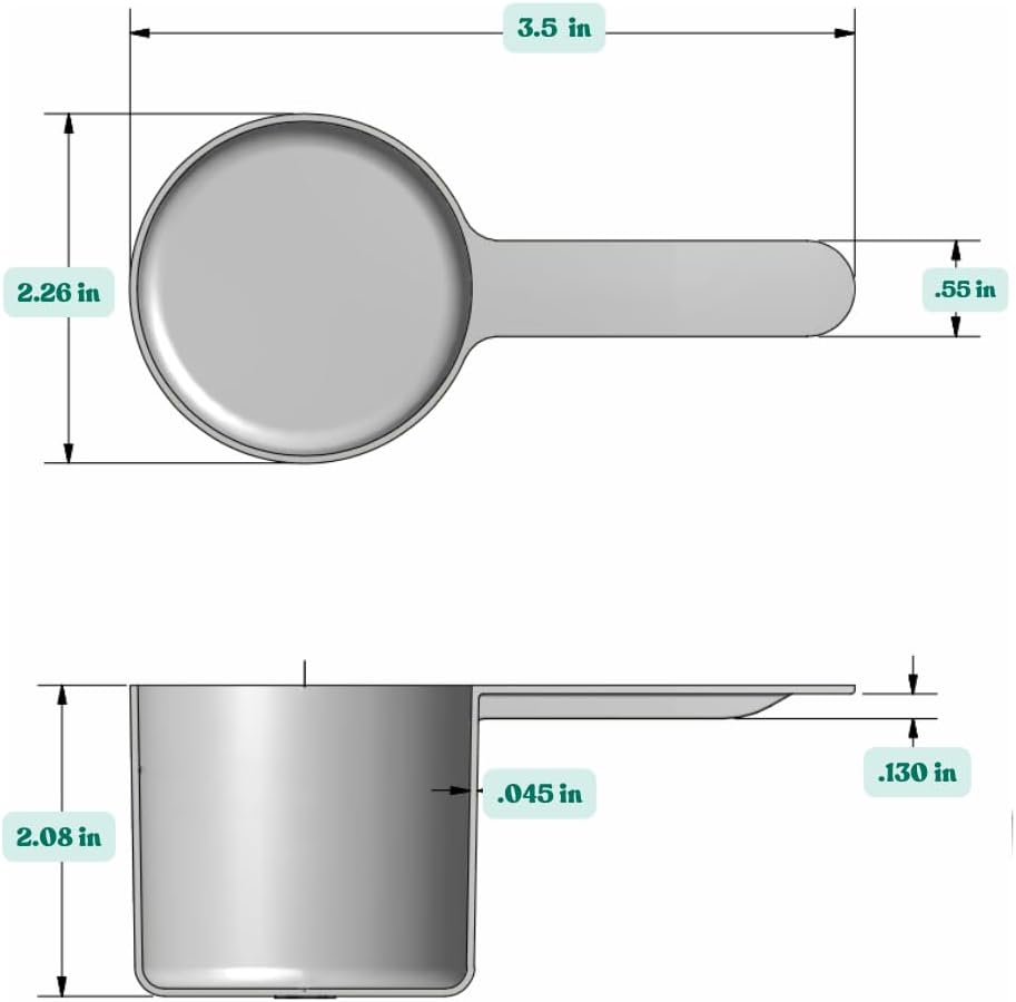 1/4 Cup (4 Tablespoon | 2 Oz. | 60 mL) Short Handle Plastic Measuring Scoop for Coffee, Protein Powder, Pet Food, Spices, Grains, Dry Goods – Food-Grade BPA-Free (Pack of 5)