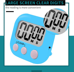 12 Pack Small Digital Kitchen Timer Magnetic Back and ON/Off Switch,Minute Second Count Up Countdown（White,Blue,Orange