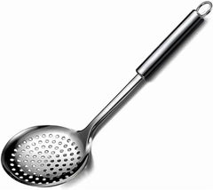 13.2" Stainless Steel Cooking Skimmer Spoon Metal Slotted Spoon for Straining, Ideal for Frying, Skimmer Ladle Sspoons Kitchen Utensils Fryer Scoop