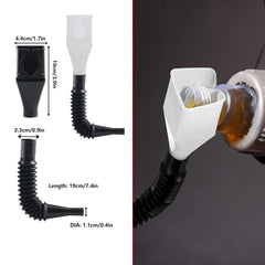 10 Pcs Automotive Funnels Set Wide Mouth Fuel Plastic Long Neck | Flexible Right Angle, Detachable Spout Filter, Water Gasoline Coolant Engine Oil