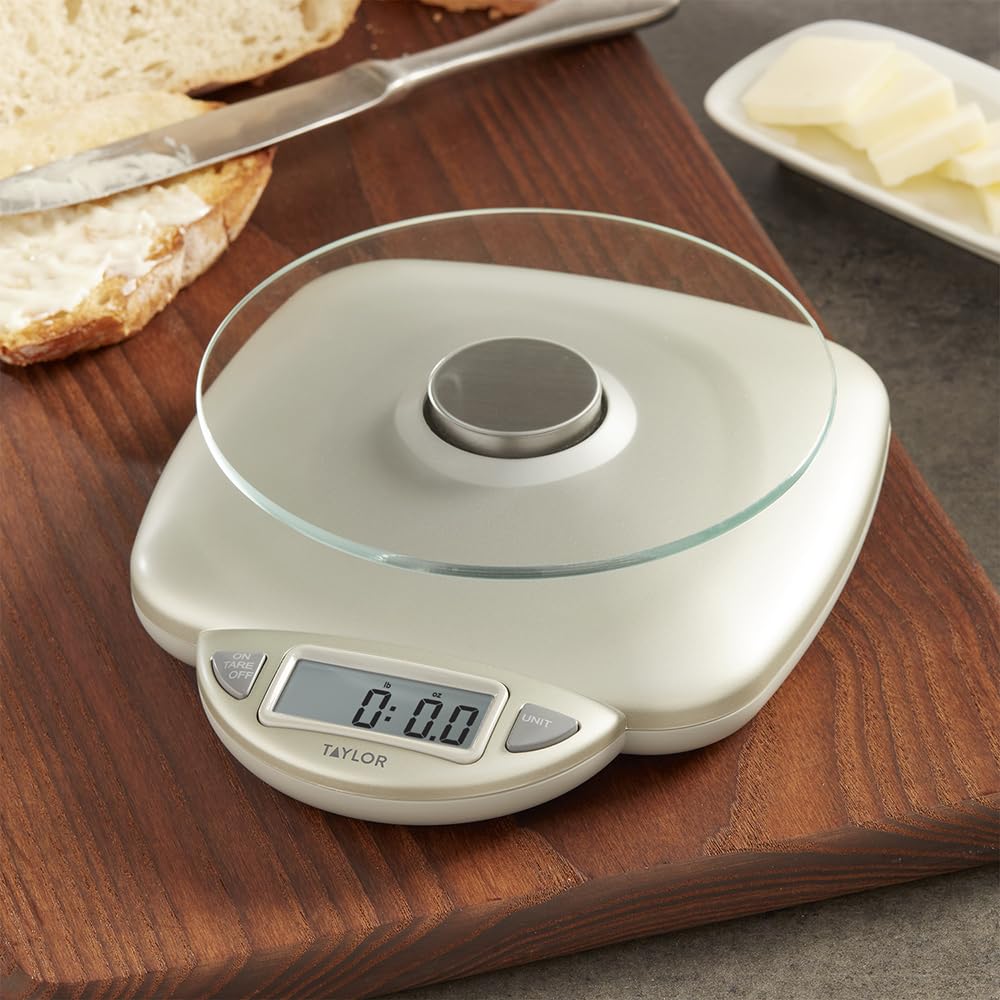 11LB Capacity Digital Glass Top Kitchen Scale with LCD Display, Weight in Grams and Ounces for Baking, Cooking, and Meal Prep, Silver