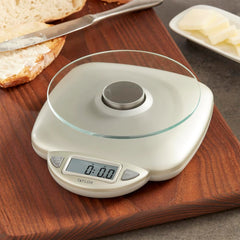 11LB Capacity Digital Glass Top Kitchen Scale with LCD Display, Weight in Grams and Ounces for Baking, Cooking, and Meal Prep, Silver