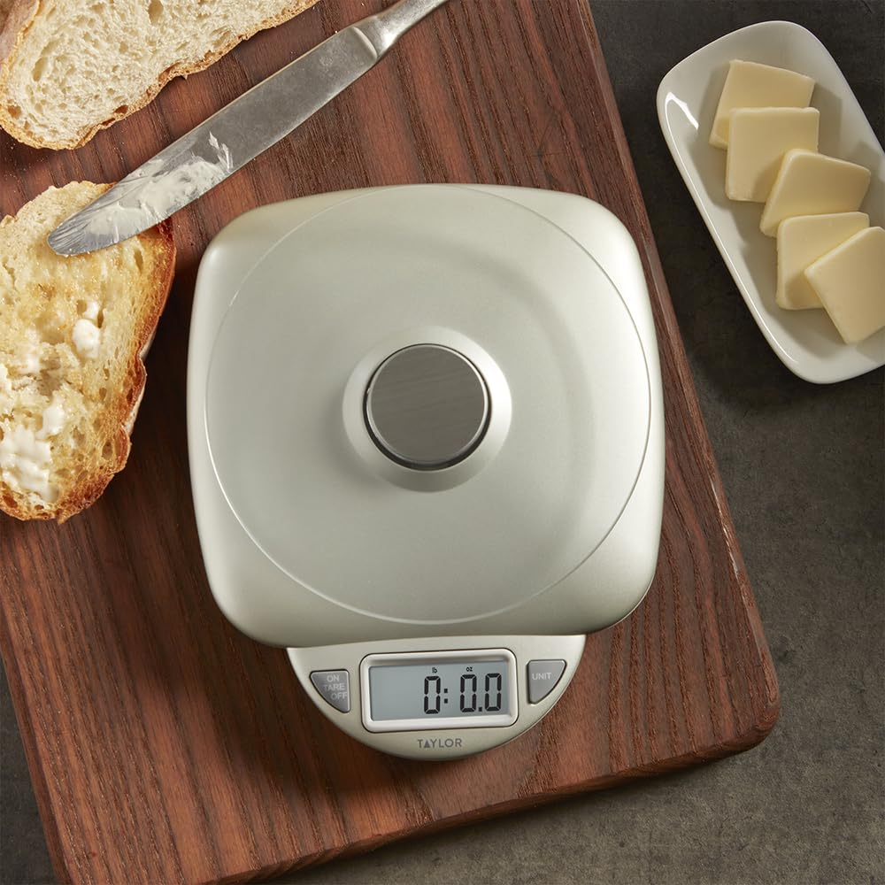 11LB Capacity Digital Glass Top Kitchen Scale with LCD Display, Weight in Grams and Ounces for Baking, Cooking, and Meal Prep, Silver