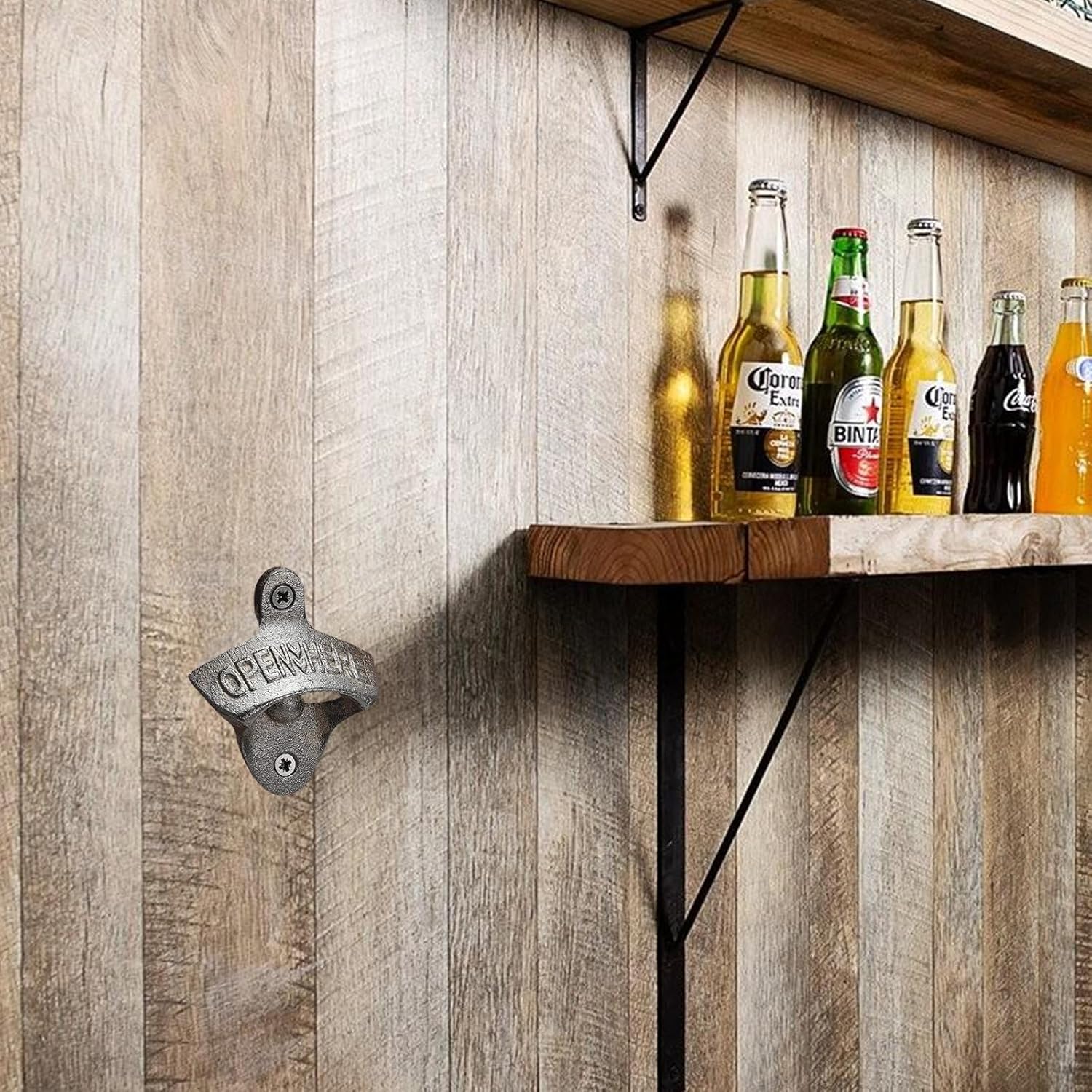 12-Piece Wall Mounted Vintage Metal Bottle Opener for Bar, KTV, Home and Outdoor