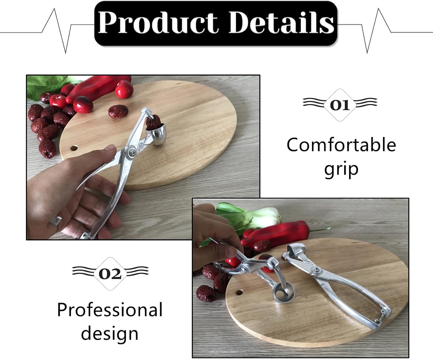1 Pcs Cherry Pitter Professional Heavy Duty Alloy Olive Pitter Cherry Seed Remover for Home Kitchen Making Jam, Silver