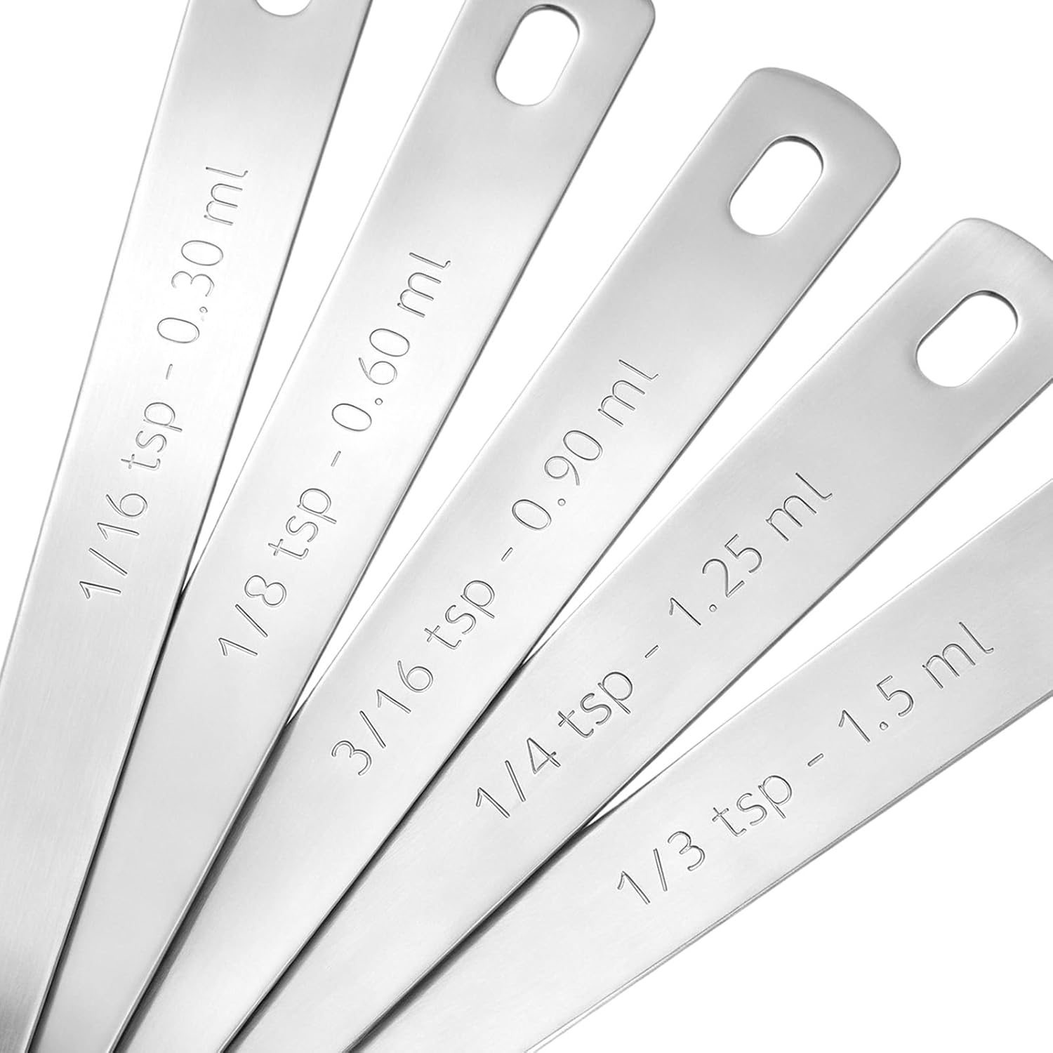 10 PCS Stainless Steel Teaspoon, Mini Measuring Spoons Set, for Small Dry & Liquid Ingredients, 1/3, 1/4, 1/8, 1/16, 3/16 tsp with Keyring for Cooking and Baking (Square, Round)
