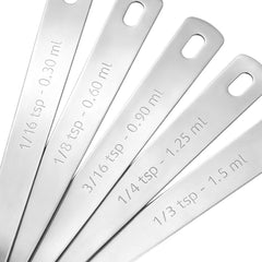 10 PCS Stainless Steel Teaspoon, Mini Measuring Spoons Set, for Small Dry & Liquid Ingredients, 1/3, 1/4, 1/8, 1/16, 3/16 tsp with Keyring for Cooking and Baking (Square, Round)