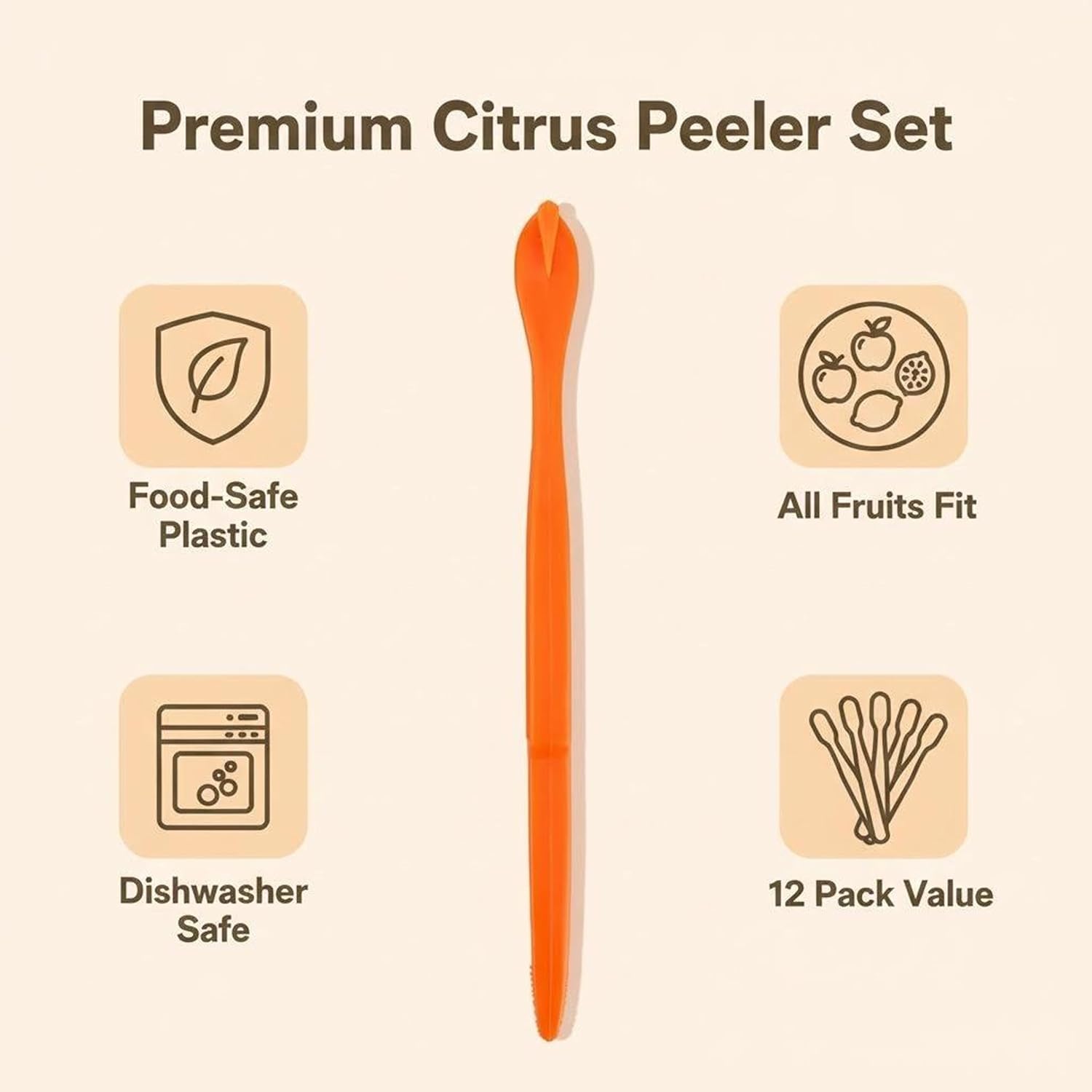 12 Pcs Orange Peeler Tools, Premium Citrus Peeler & Lemon Slicer, Easy Fruit Peeler for Oranges Lemons Limes Grapefruits, Dishwasher Safe Kitchen Gadgets for Travel