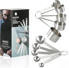 10-Piece Stainless Steel Measuring Cups and Spoons Set – Heavy-Duty, Rust-Resistant Baking and Cooking Measurement Tools