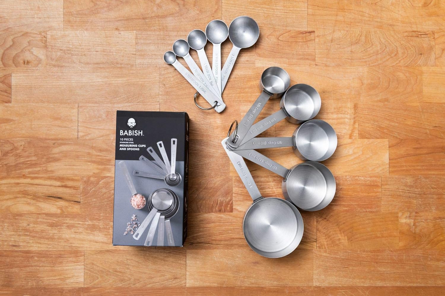 10-Piece Stainless Steel Measuring Cups and Spoons Set – Heavy-Duty, Rust-Resistant Baking and Cooking Measurement Tools