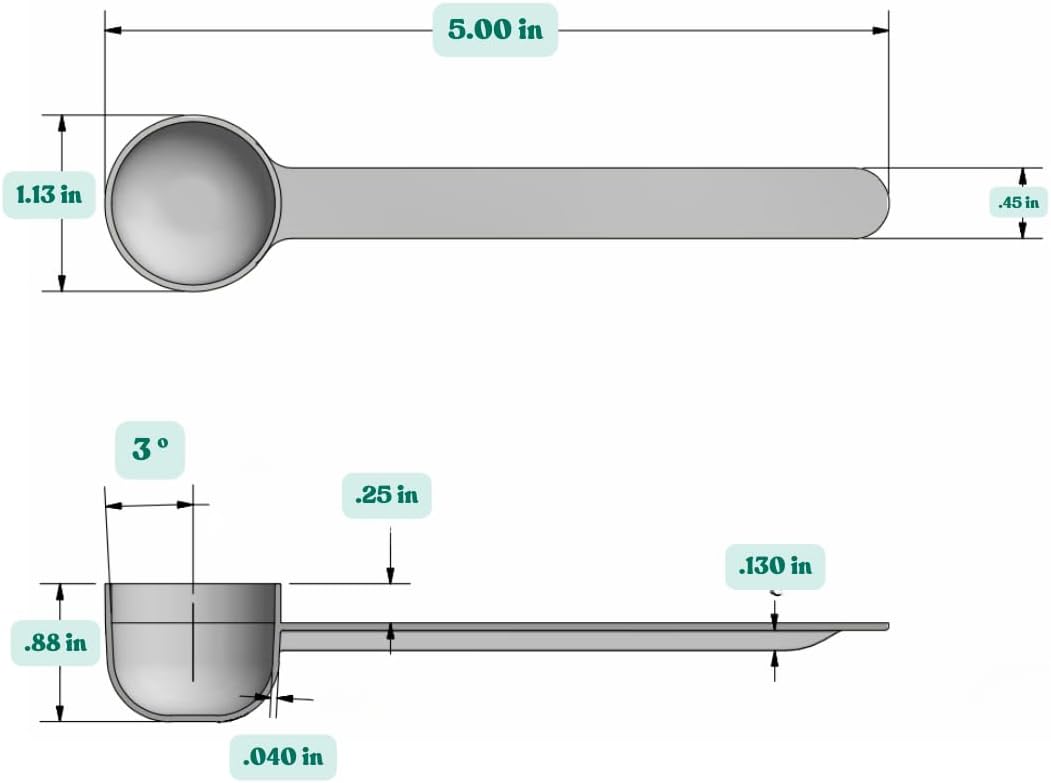1 Teaspoon (1/3 Tablespoon | 5 mL) Long Handle Plastic Measuring Spoon for Coffee, Protein Powder, Pet Food, Spices, Grains, Dry Goods – Food-Grade BPA-Free (Pack of 25) - Colors A