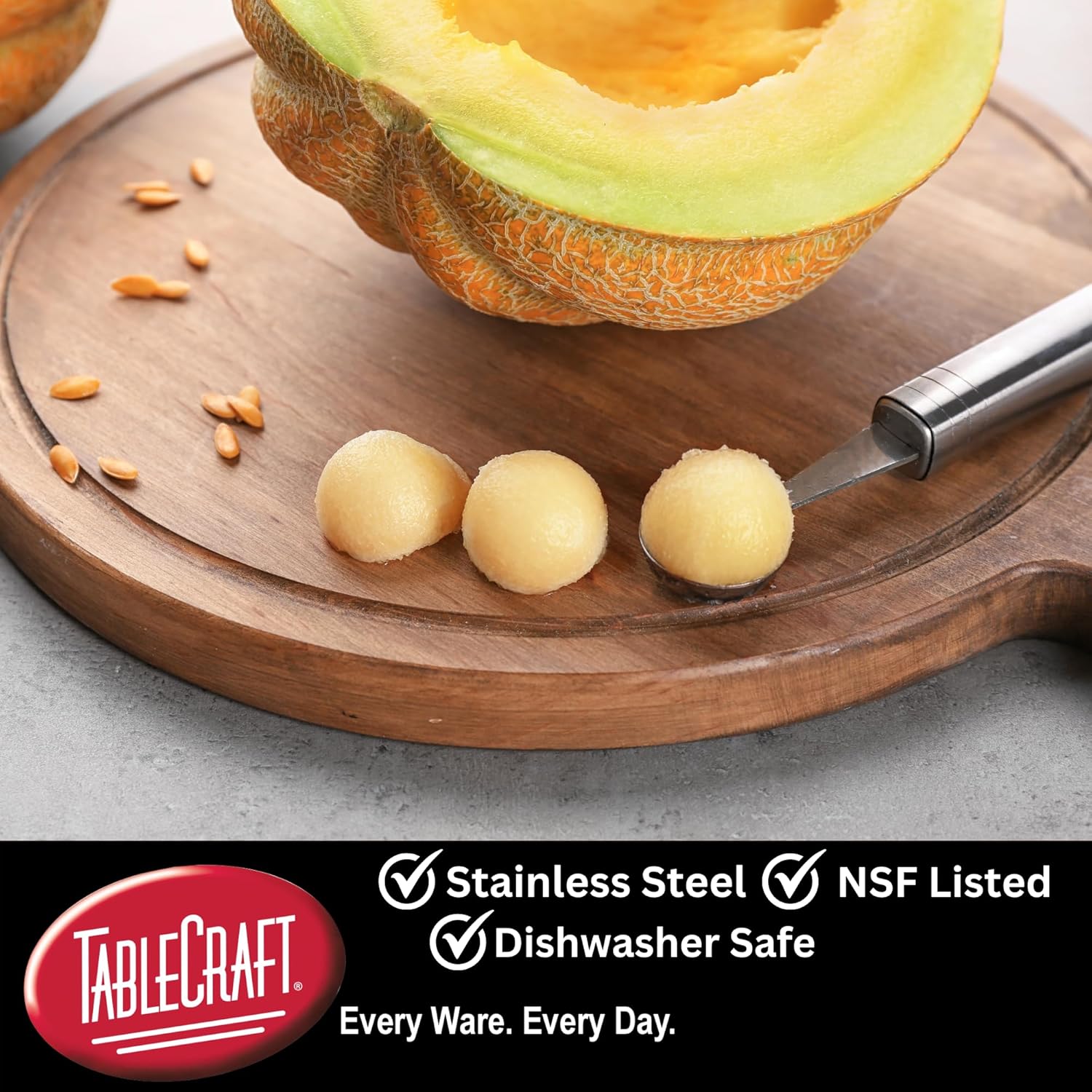 10982 PerfectGrip Melon Baller, 1.125" x 1" x 6.5", Stainless Steel (18-8) (Replaces E5605)